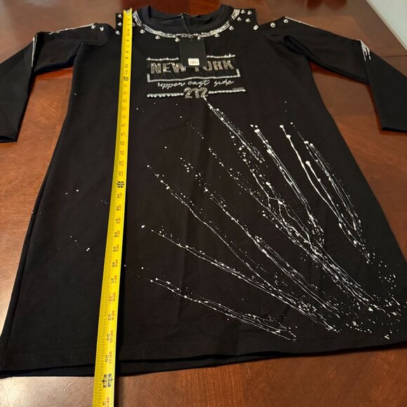 Olyss New York Manhattan Black Long Sleeve Dress With Studded Details M - Picture 9 of 11